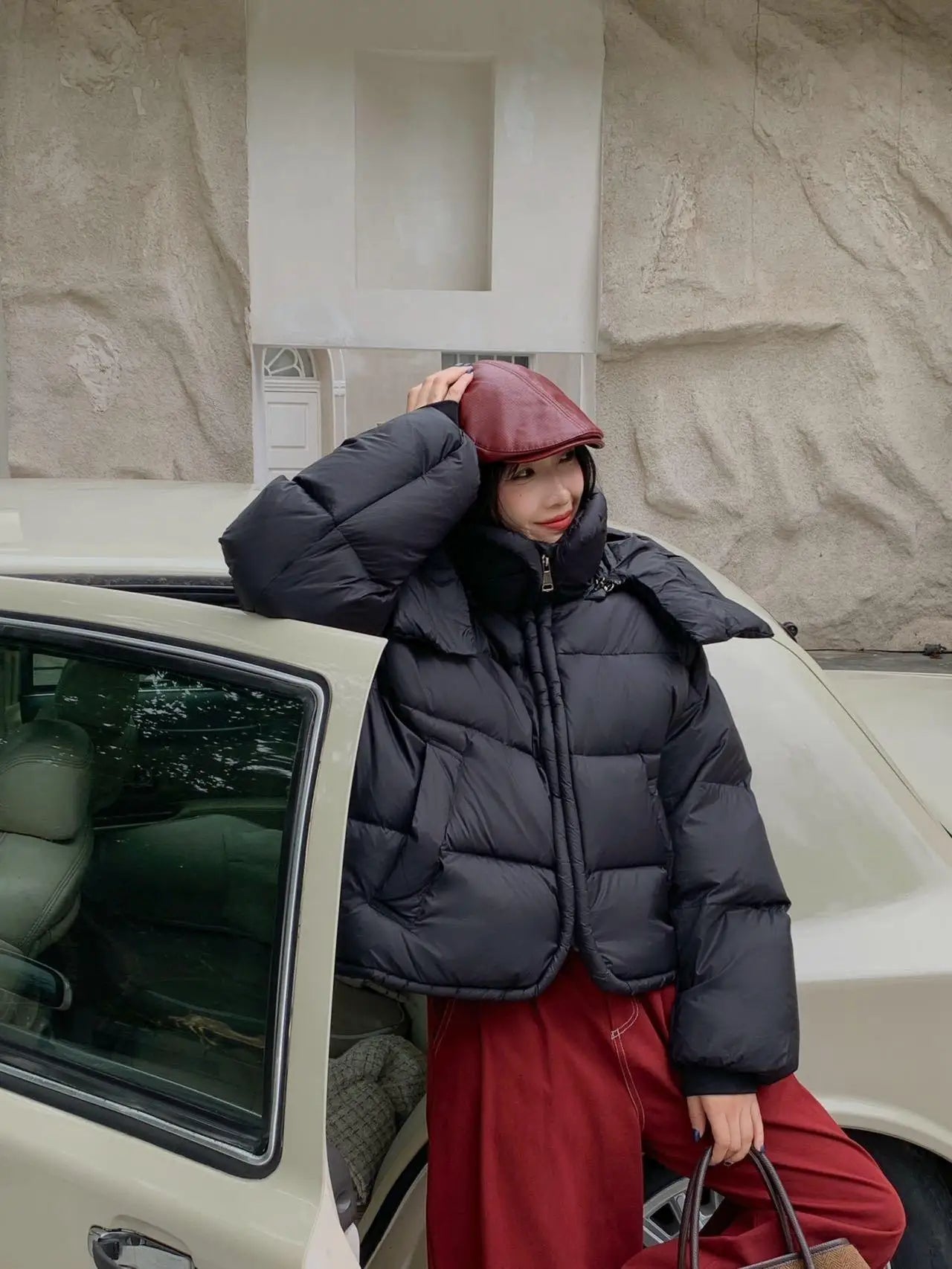 Coat New Korean Version Loose Fit Lapel Hooded Women Winter Premium Thickened Warm Bread Jacket