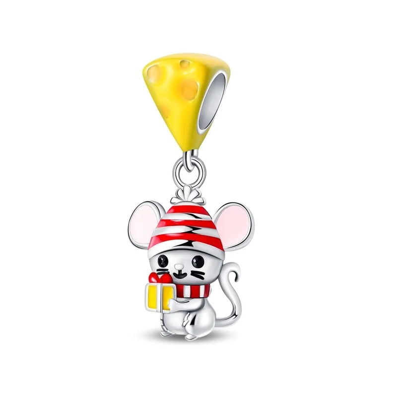 S925 Sterling Silver Owl Squirrel Bear Hedgehog Cute Animal Series Creative Charms Beads Fit Pan Original Bracelets DIY Jewelry