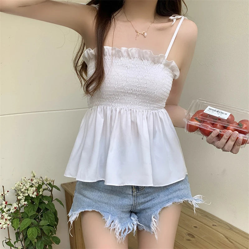Women Elegant Top Solid Color Fashion Hotsweet Basics Backless Casual Y2k Camis Sexy Clothes
