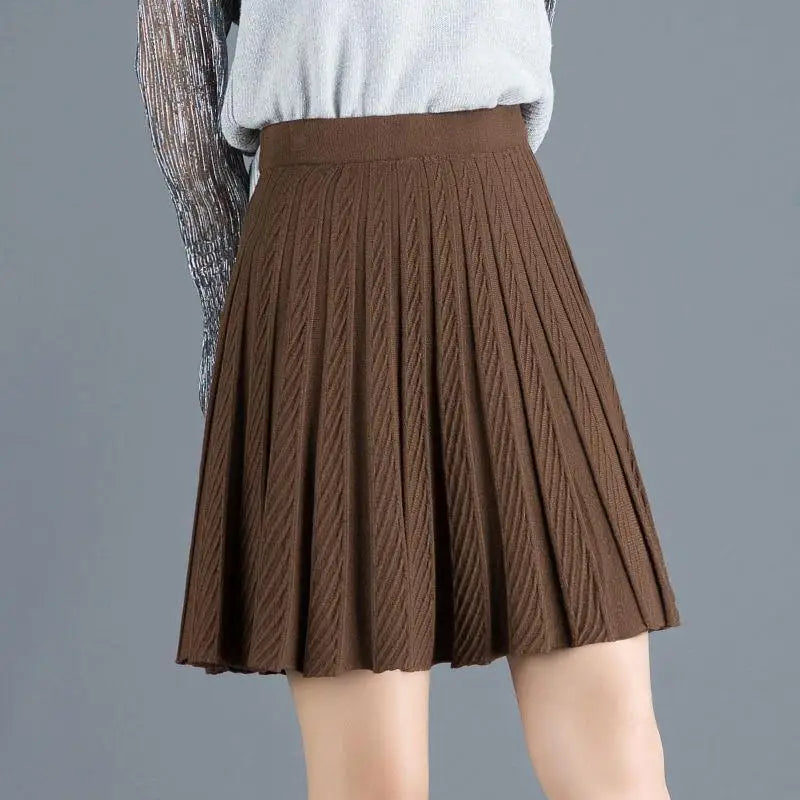 Spring Fashion Korean New Student A-line Half Skirt Women Solid Elastic High Waist Shirring Design Versatile Pleated Half Skirts