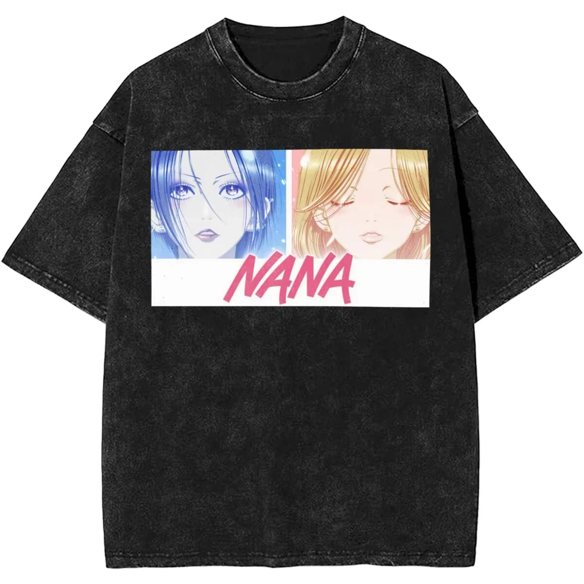 Men's Women Manga Black Stones Nana Vintage Washed T Shirts Trendy Tee Couple Summer Aesthetic Casual Clothing Hip Hop Oversized