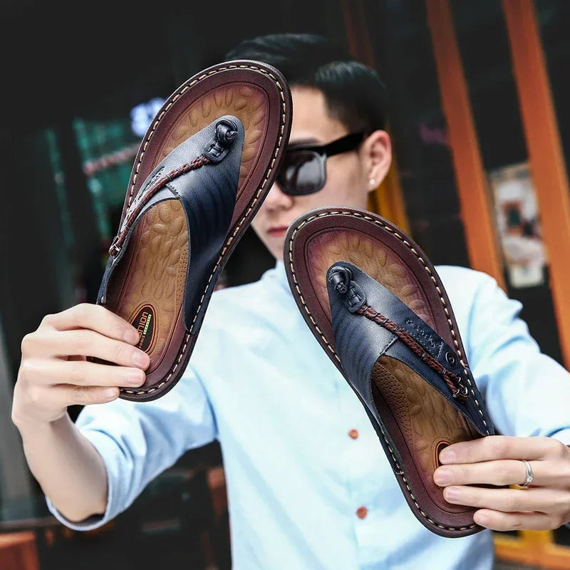 Men Handmade Braided Rope Flip-flops Mixed Colors Low Gang Summer Casual Outdoor Breathable Beach Shoes Non-slip Oxfords Slides
