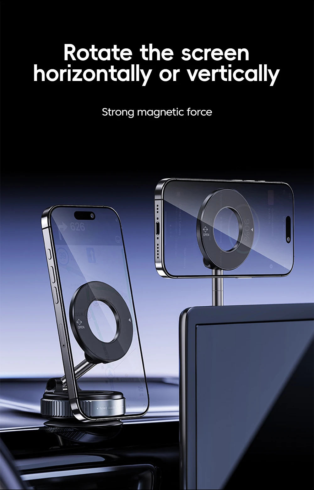 360° Rotation Car Dashboard Holder Magnetic Suction Cup Holder Foldable Kitchen Lazy Phone Bracket For iPhone Android Smartphone