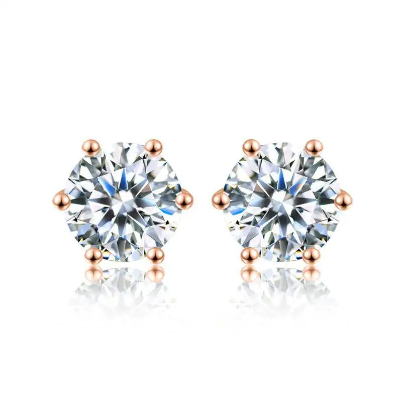 TY D Color Brilliant Round Cut Lab Moissanite Dia Stud Earrings For Women 925 Sterling Silver Plated Wedding Fine Jewelry Gift