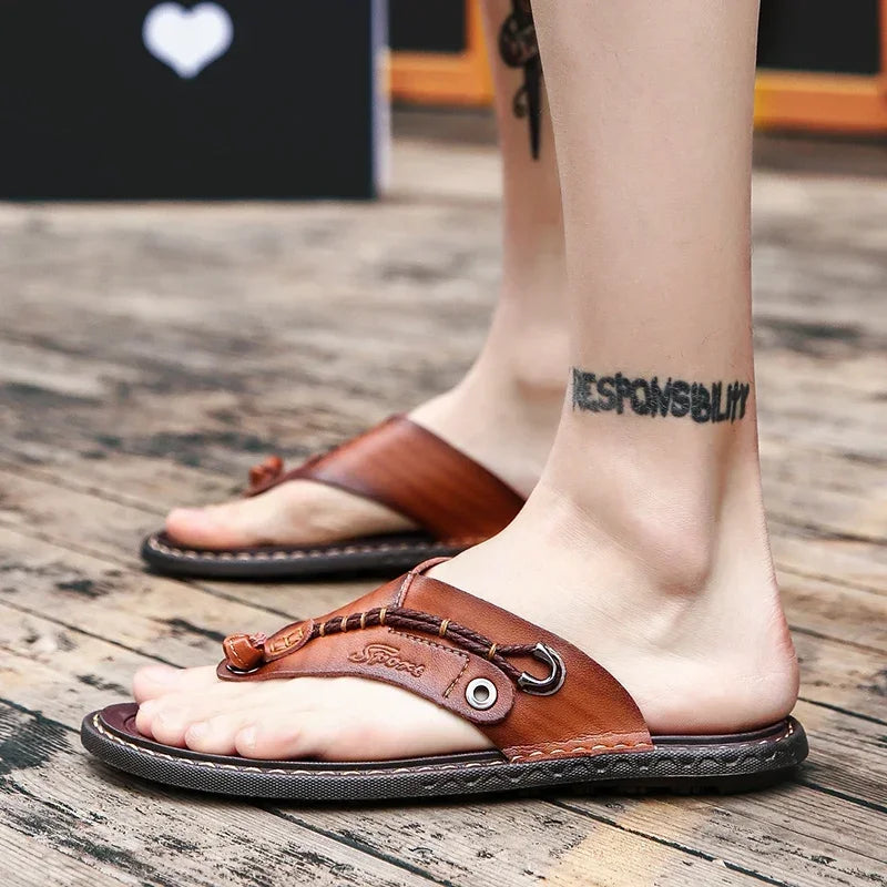 Men Handmade Braided Rope Flip-flops Mixed Colors Low Gang Summer Casual Outdoor Breathable Beach Shoes Non-slip Oxfords Slides