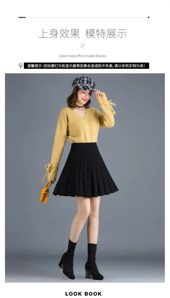 Spring Fashion Korean New Student A-line Half Skirt Women Solid Elastic High Waist Shirring Design Versatile Pleated Half Skirts