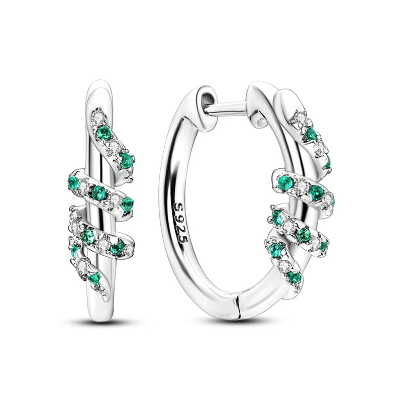 925 Sterling Silver Colored Zirconium Stars Hoop Earrings For Women Jewelry Anniversary WeddingMaking Jewelry Gift