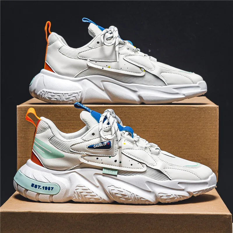 2024 Fashion and Comfortable Mesh Breathable Outsole Shoes Summer Hot Sale Mens Casual Shoes Thick Bottom Breathable Sneaker