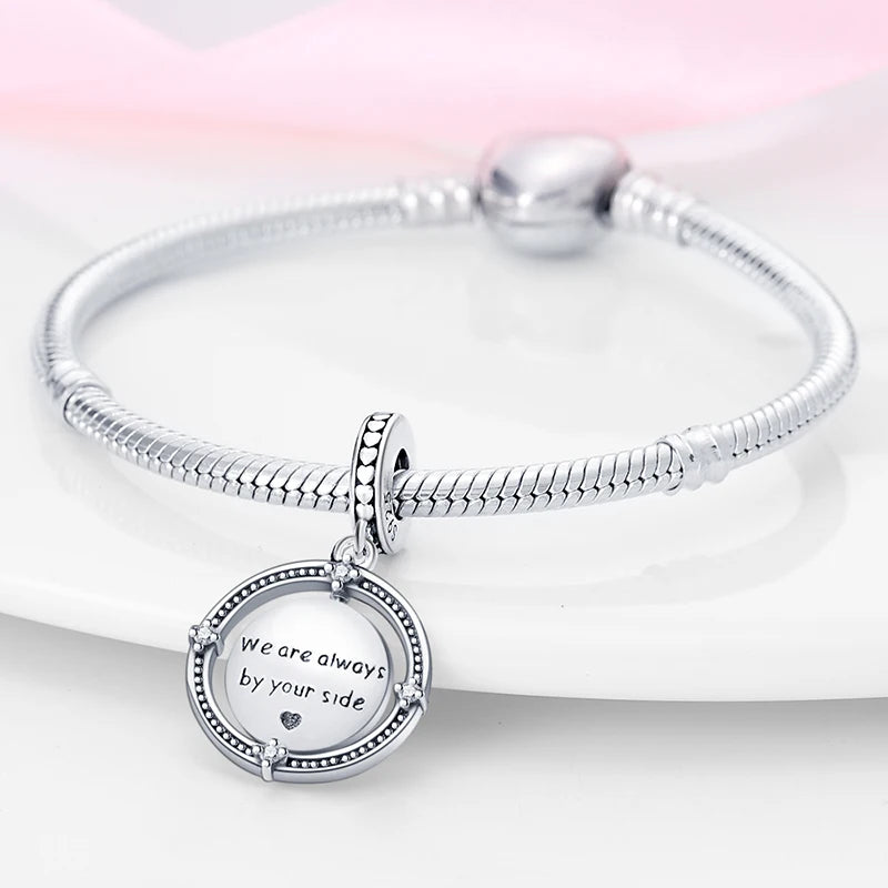 925 Sterling Silver Classic Mom and Daughter Heart Shaped Charms Pendants Fit Pandach Original Bracelet DIY Mother's Day Jewelry