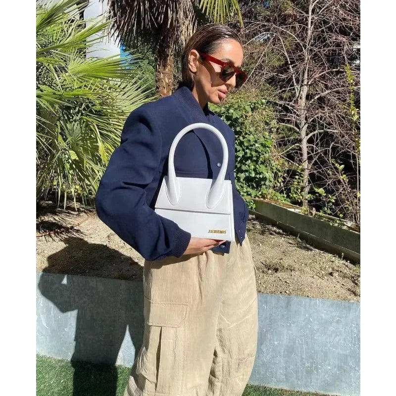 MUJER 2025 Woman Bomber Jacket White Autumn Winter Button Cropped Jackets for Women Fashion Long Sleeve Women Coats Outerwears