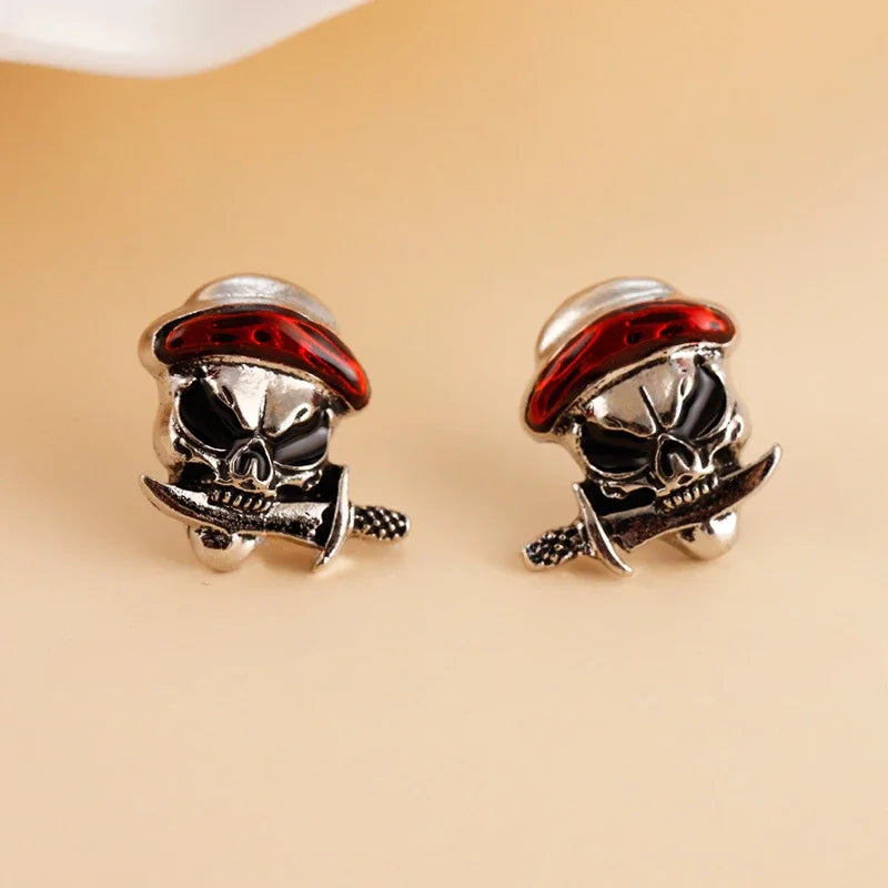 Skull Helmet Viking Caribbean Pirate Ear Studs for Women Fashion Halloween Personalized Festival Party Skull Earrings for Men