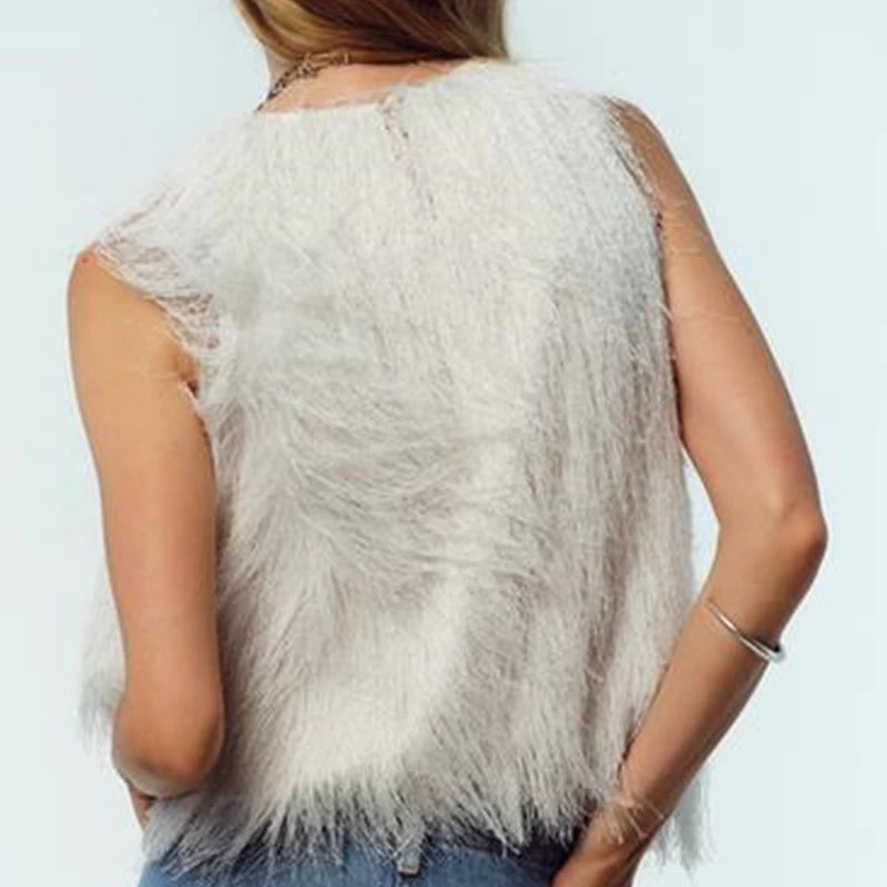 French Style Tassel Vest Women Sleeveless Tops Elegant Office Lady Streetwear Autumn Winter Fashion Simple Lady Bustier Vest