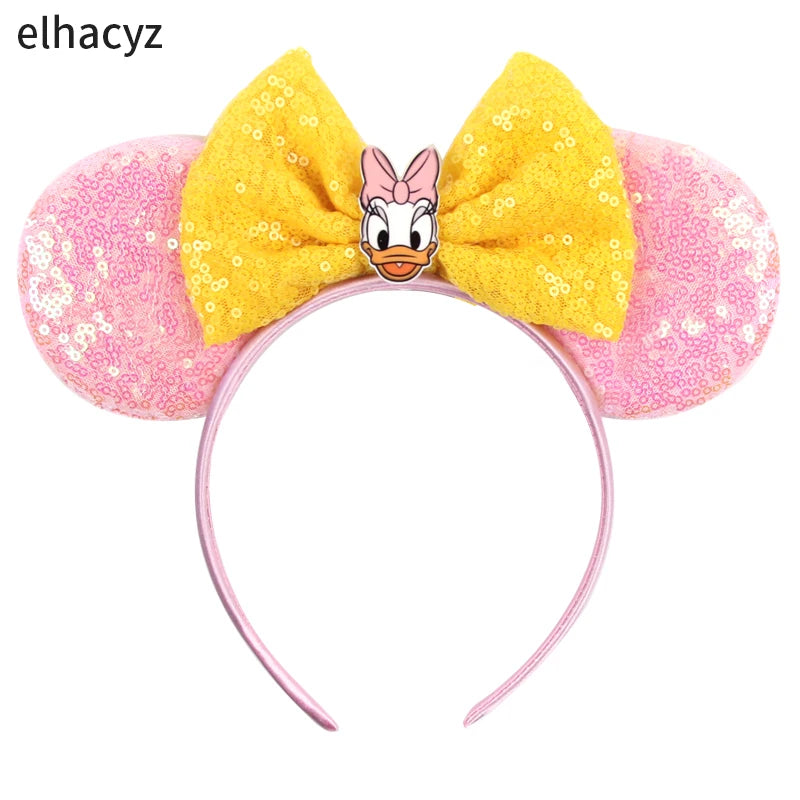 2025 New Halloween Mickey Mouse Ears Headbands Sequins Hair Bow Women Festival Party Cosplay Hairband Gift Kids Hair Accessories