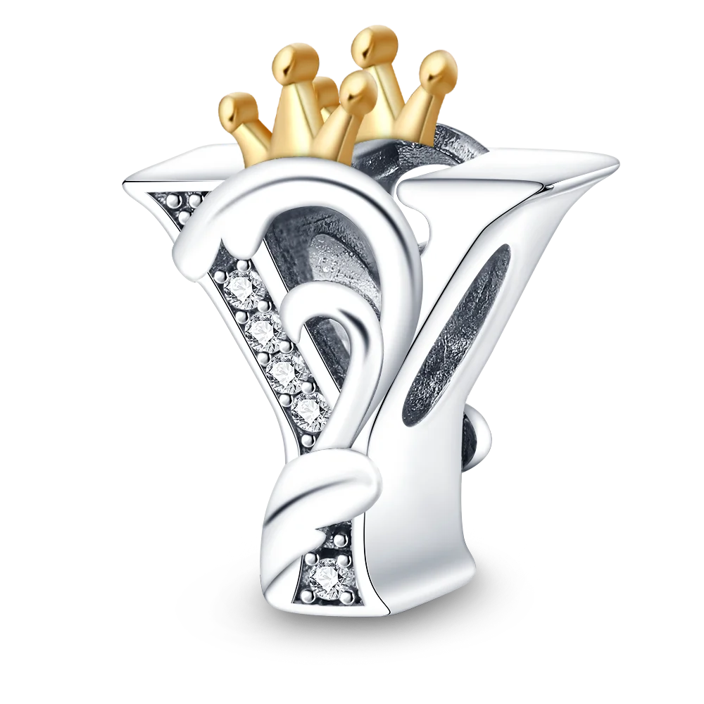 Fit Qikaola 925 Original Bracelets Charms Classic Crown 26 Letters Alphabet Charms Beads For Women Fine DIY Wedding Jewelry Gift