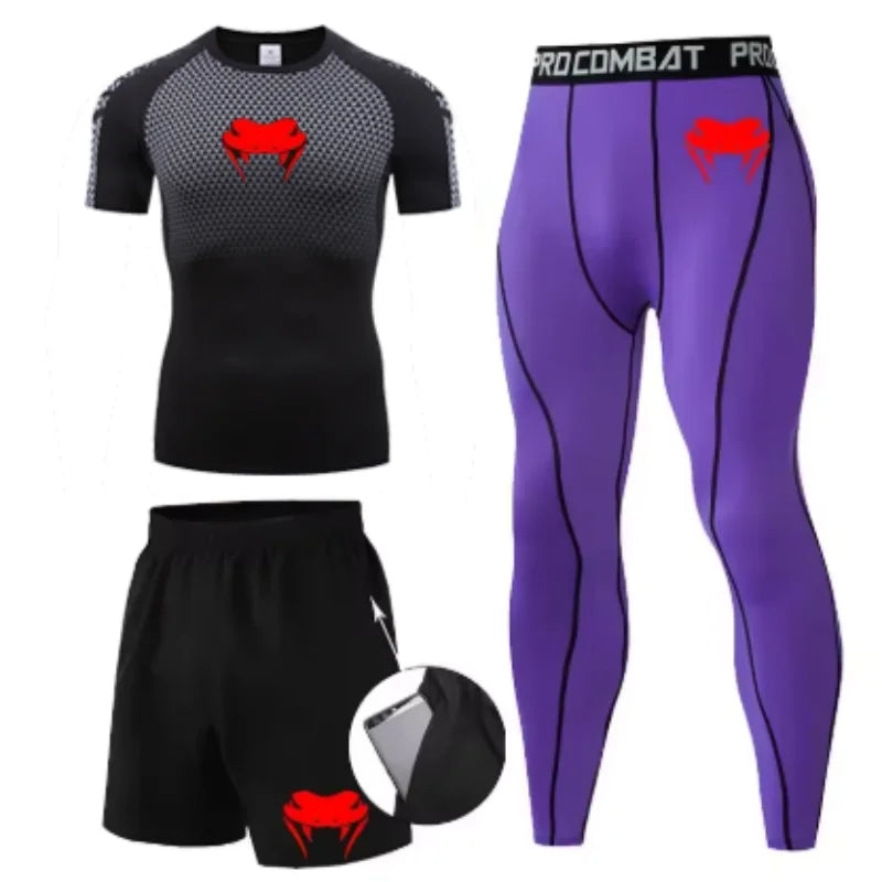 New MMA T-shirts+Pants Set Jiu jitsu Rashguard Men Bjj Muay Thai Jerseys Long Sleeve Boxeo Clothing Gym rshirt Tops Pants Shorts