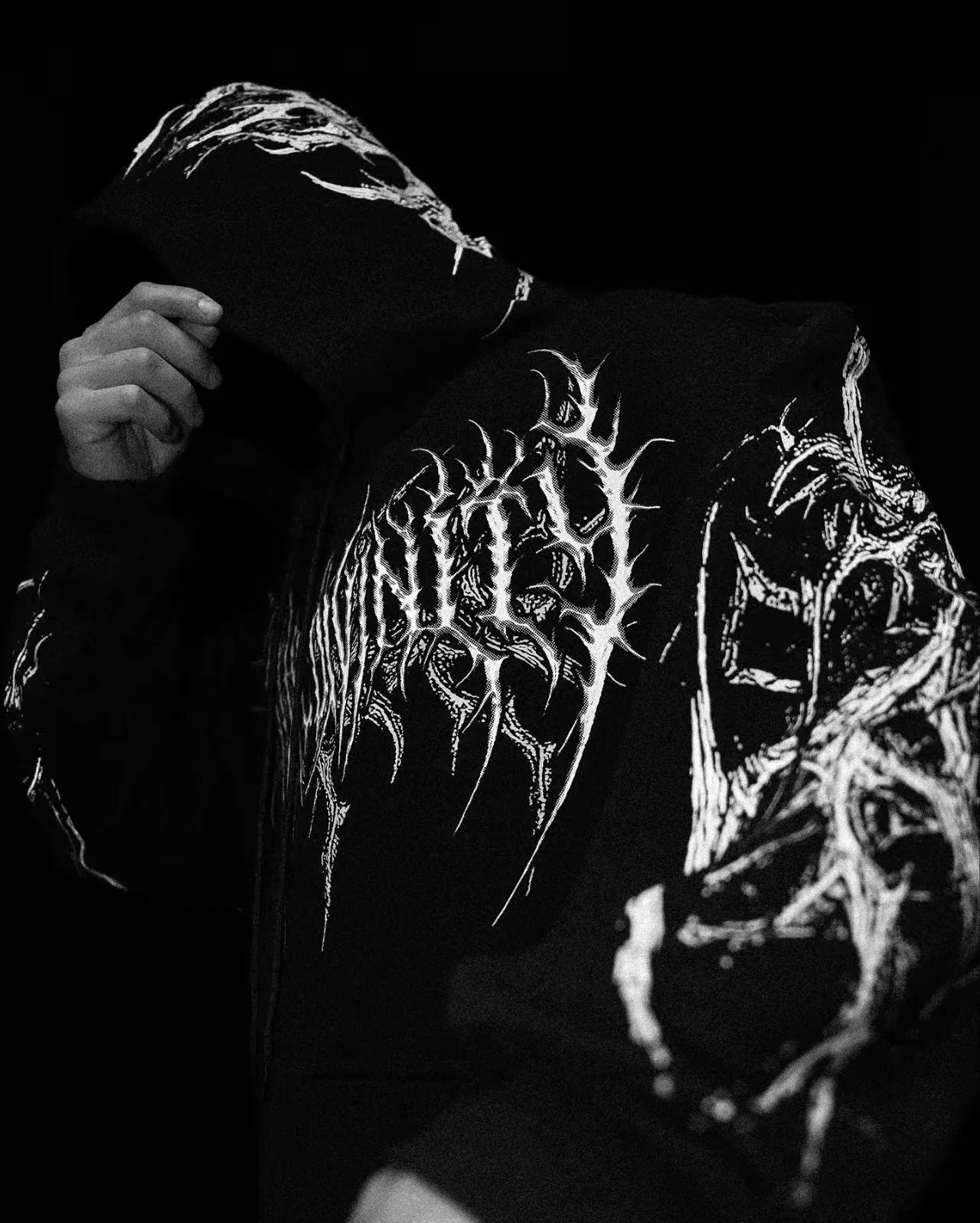 Streetwear Goth Harajuku dark skull men hoodie American top brand personality large pattern clothing fashion loose sweatshirt