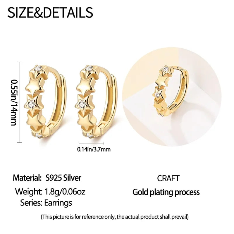 New in 925 Silver Color Gold Pearl Bee Irregularity Star Moon Earrings For Women 2024 Trending Fashion Jewelry Birthday Gifts