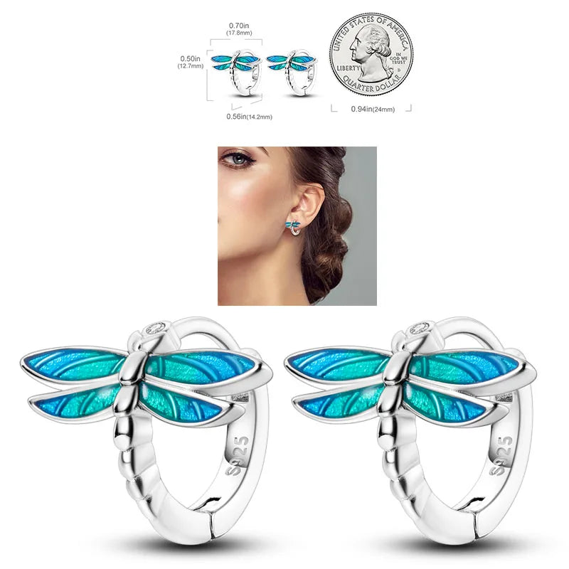 925 Silver Hoop Earrings For Woman Pendientes Zircon Heart Shape Star Eardrop Original Earring Fashion Jewelry