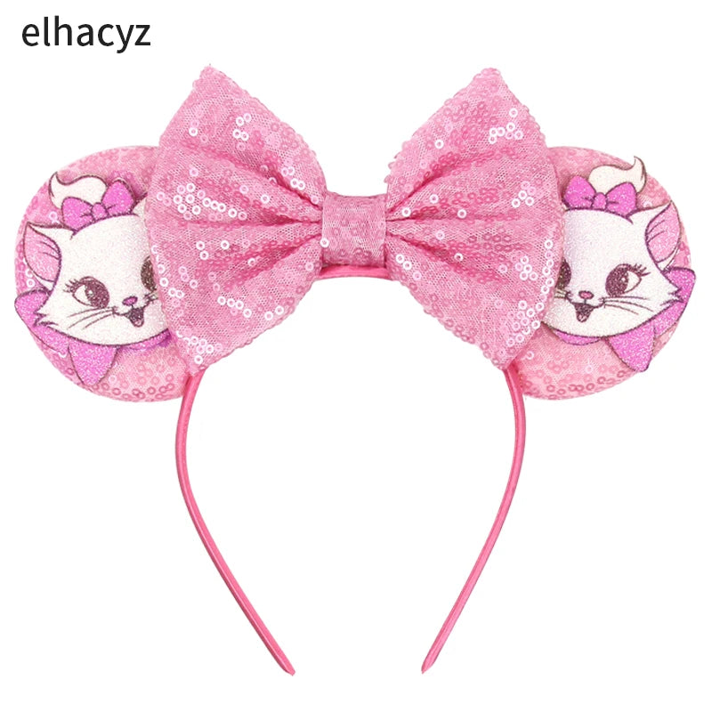 2025 New Halloween Mickey Mouse Ears Headbands Sequins Hair Bow Women Festival Party Cosplay Hairband Gift Kids Hair Accessories