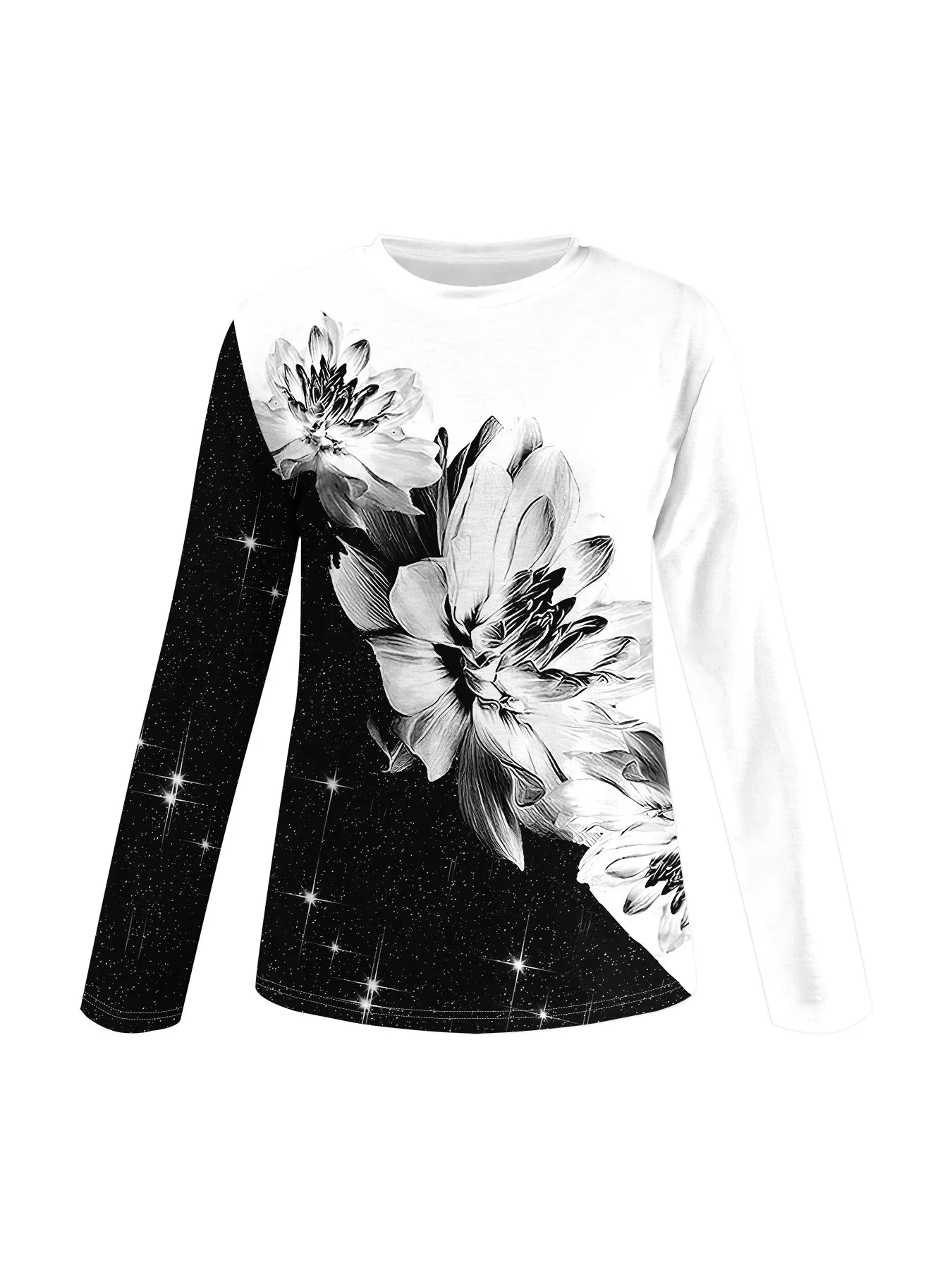 2025 Autumn and winter new fashion round neck long sleeve printed elegant casual loose hoodie