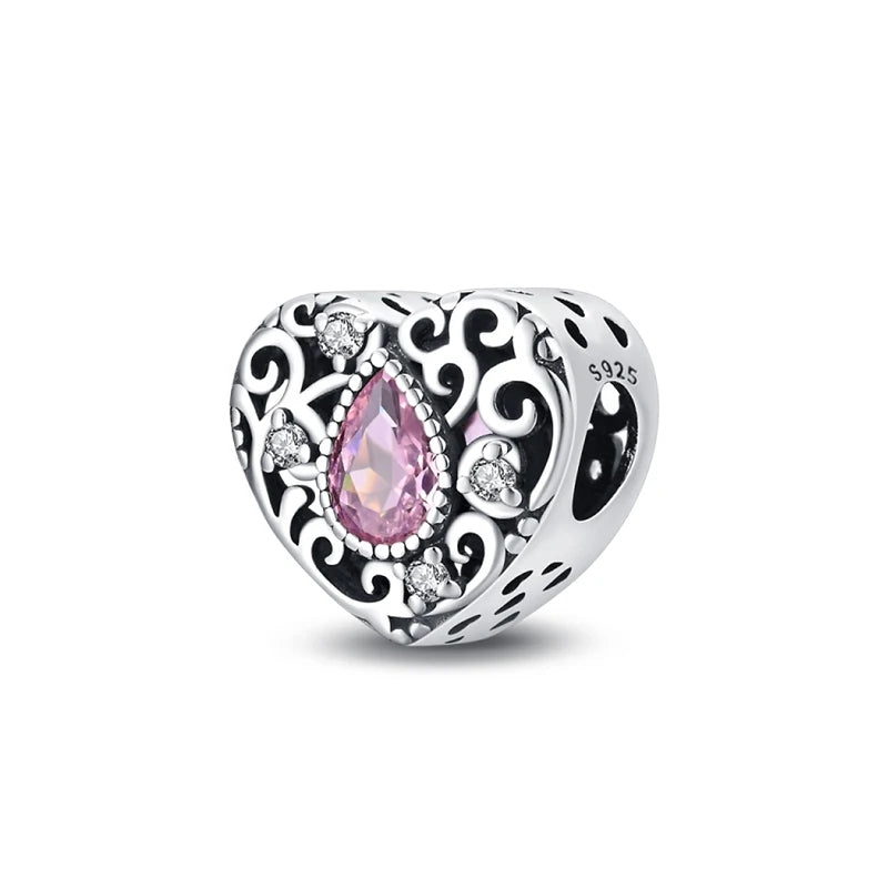 925 Sterling Silver Classic Retro Lotus Heart-Shaped Charms Beads Fit Original Pandach Bracelets Fine DIY Anniversary Jewelry