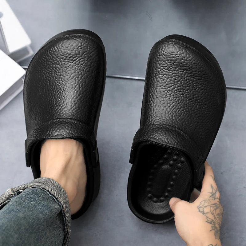 Summer Chef Shoes for Man Sport Sandals Flat Non Slip Clogs Kitchen Shoe Multi Occasion Multi Crowd Work Shoes Walking Slippers