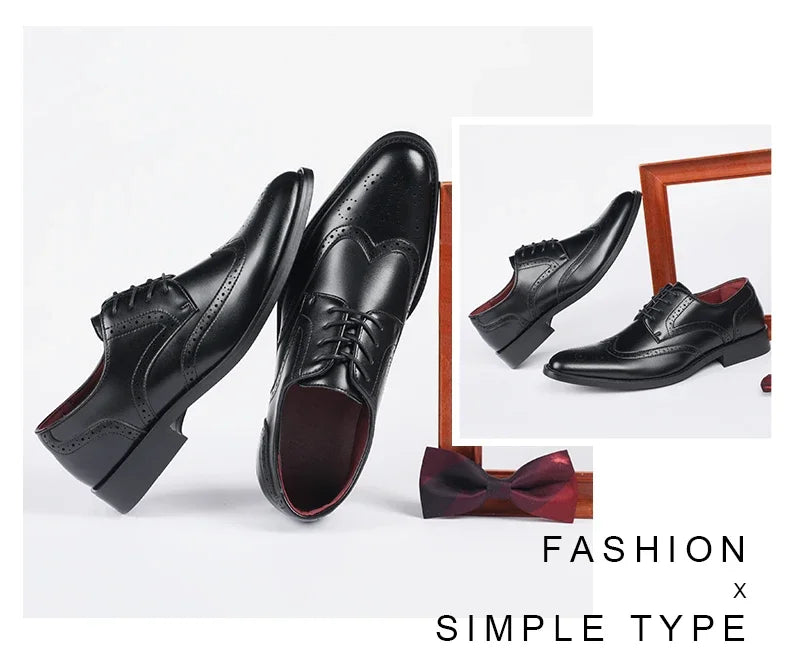 High Quality Height Increase Oxford Dress Shoes Men Genuine Cow Leather Suit Shoes Lift Brogues Wedding Formal Elevator Shoes