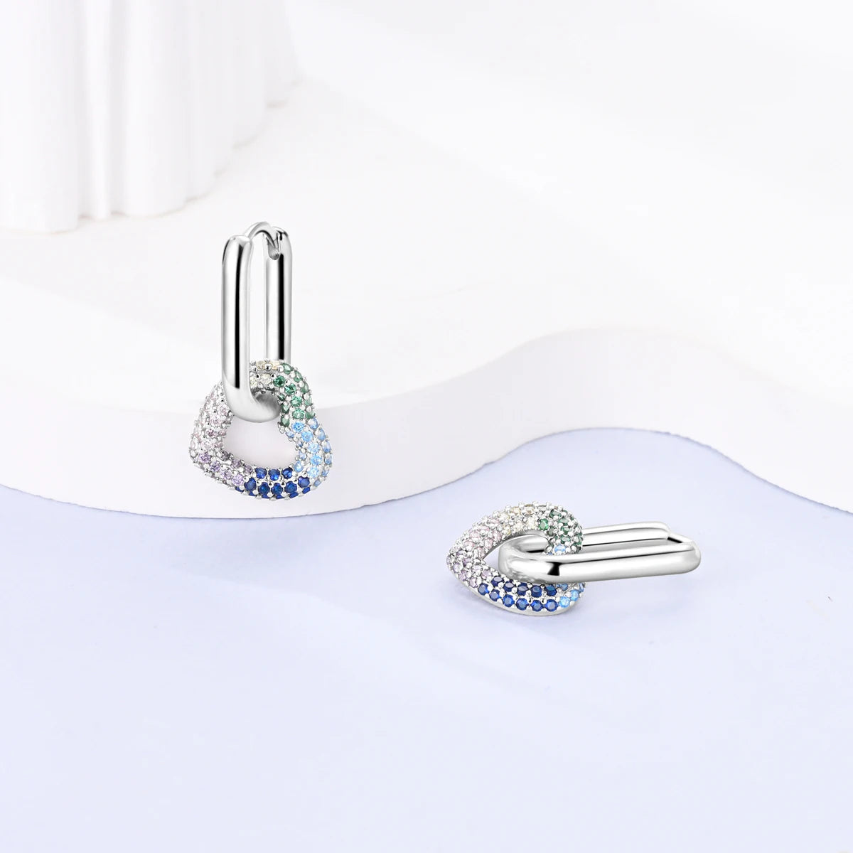 925 Silver Hoop Earrings For Woman Pendientes Zircon Heart Shape Star Eardrop Original Earring Fashion Jewelry