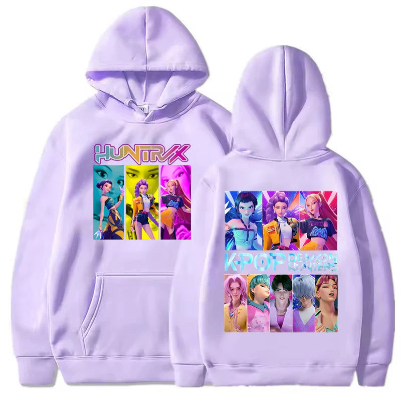 KPop Demon Hunters Huntrix Graphic Hoodies Fashion Hip Hop Hooded Sweatshirts Men's Women Clothing Long Sleeve Pullovers Tops