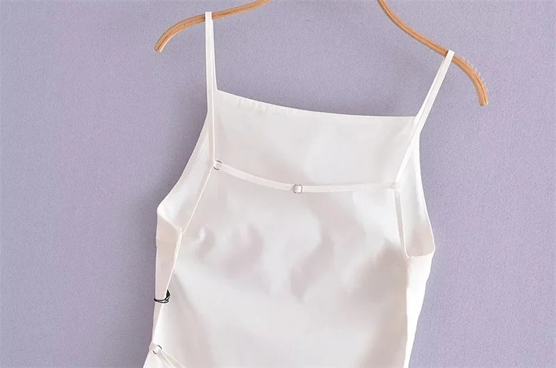 MUJER 2025 Black Backless Top Female White Sleeveless Crop Top With Straps Summer Sexy Tops Woman Party Women's Evening Top