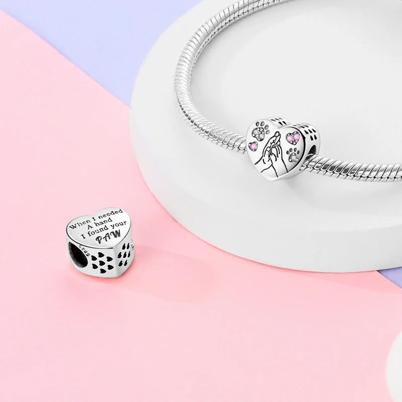 Original 925 Sterling Silver Pink Series Charms Beads Bow Perfume Bottle Heart-Shaped Cross Pendant Fit Bracelet DIY Jewelry