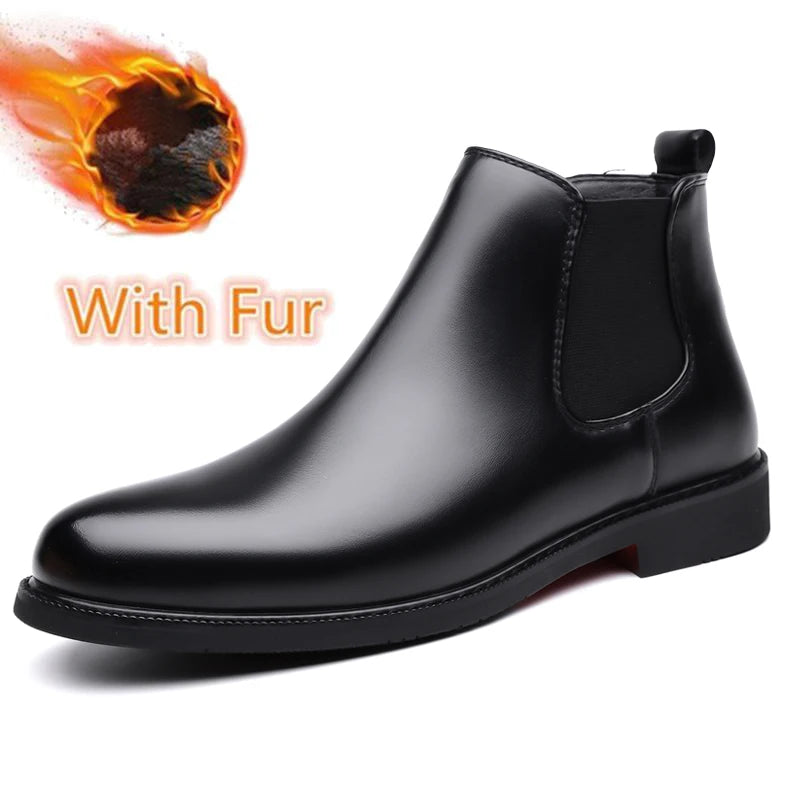 Casual Leather Mens Chelsea Boots Comfortable Male Business Shoes Fashion Men Ankle Boots Classic Outdoor Botas High Top Shoes