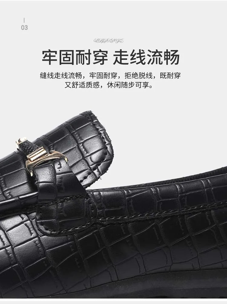 Autumn trend of 2025 men's bean shoes checkerboard casual men's shoes compound Leather men's flat shoes men's driving Size 39-46