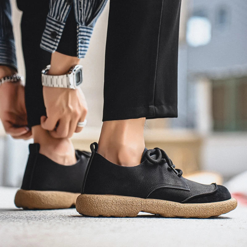 Men's Casual Shoes Comfortable Retro Men's Leather Casual Shoes Men's Fashion Retro Flat Boots for Men Shoes