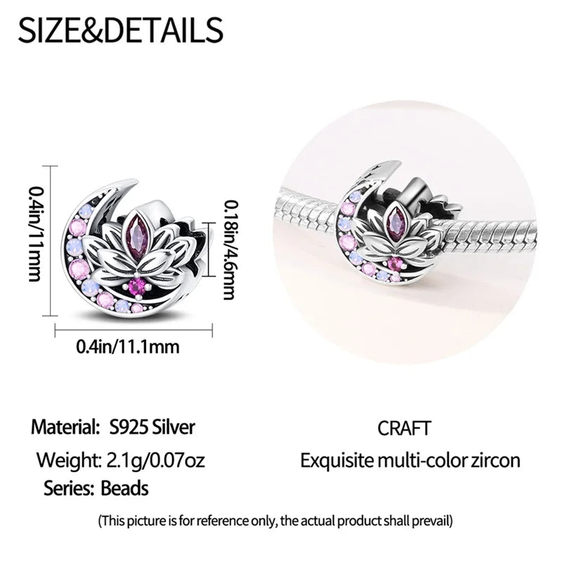 925 Sterling Silver Classic Retro Lotus Heart-Shaped Charms Beads Fit Original Pandach Bracelets Fine DIY Anniversary Jewelry