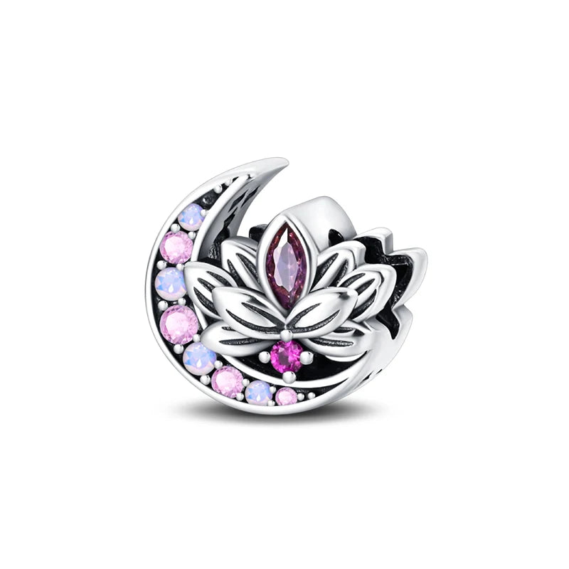 925 Sterling Silver Classic Retro Lotus Heart-Shaped Charms Beads Fit Original Pandach Bracelets Fine DIY Anniversary Jewelry