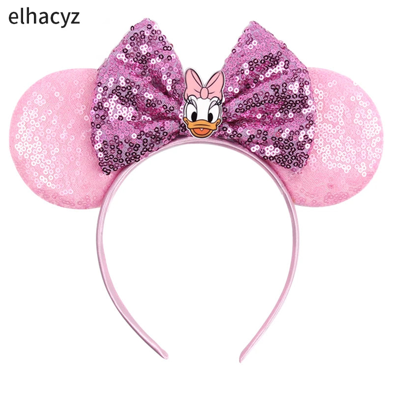 2025 New Halloween Mickey Mouse Ears Headbands Sequins Hair Bow Women Festival Party Cosplay Hairband Gift Kids Hair Accessories