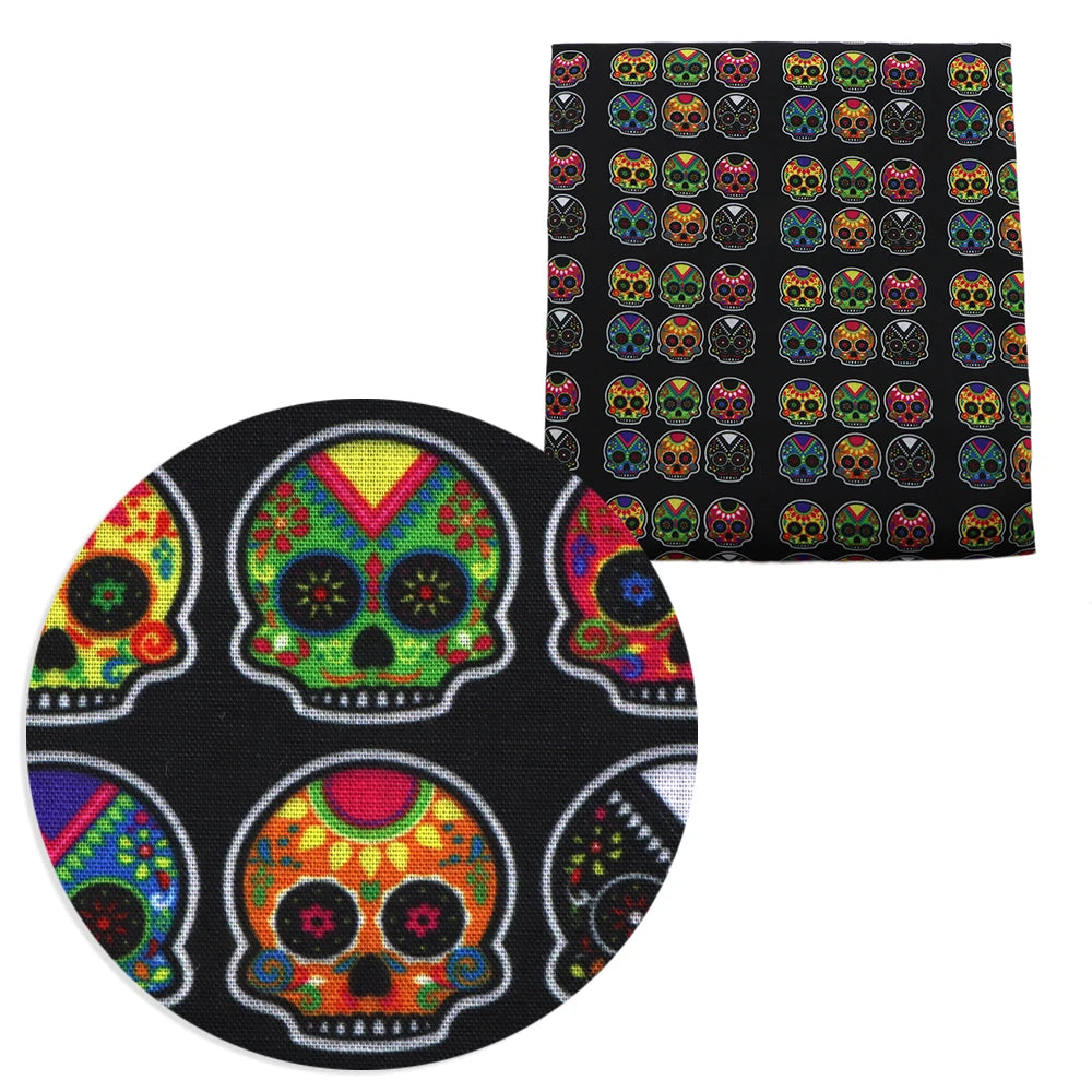 Halloween Skull Bone Skeleton Printed Polyester Pure Cotton Material Patchwork Tissue Sewing Quilting Fabrics Needlework DIY