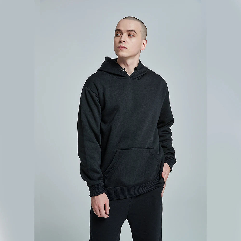 Spring Autumn Men Casual Hoodies Solid Color Fleece Warm Sweatshirts Oversize Male Tops Fashion Hoodie Pullover Multiple Colour