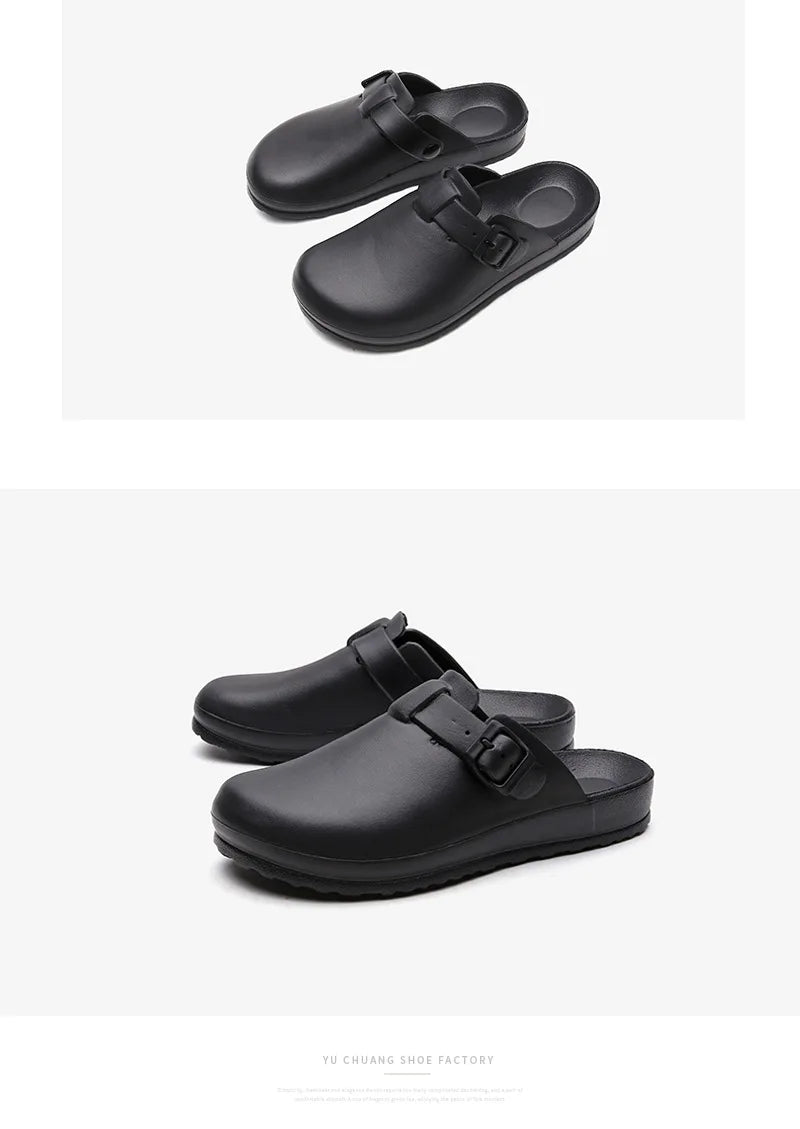 KIDMI Men Clogs Slippers Men's and Women's Slip-Resistant Work Shoes Outdoor Waterproof Nonslip Kitchen Shoes Clean Chef Shoes
