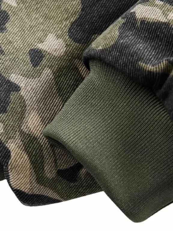 Street Style Warm Leaf Camouflage Plus Velvet Hooded Jacket Womens Mens Camouflage Zipper Jacket with Faux Fur Casual Coats