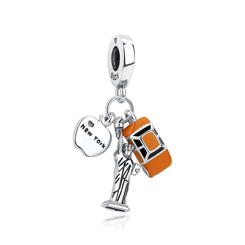 Original 925 Sterling Silver Charms Camera Suitcase London Bus Love Heart Beads Fit Bracelets Necklaces DIY Jewelry Women