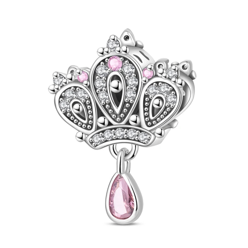 Classic Silver Plated Lotus Guardian Angel Heart-Shaped Zircon Charms Beads Fit Qikaola 925 Original Bracelets DIY Jewelry Gifts