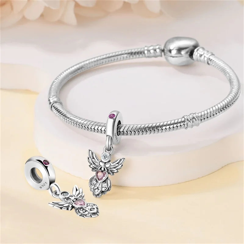 925 Sterling Silver Classic Retro Lotus Heart-Shaped Charms Beads Fit Original Pandach Bracelets Fine DIY Anniversary Jewelry