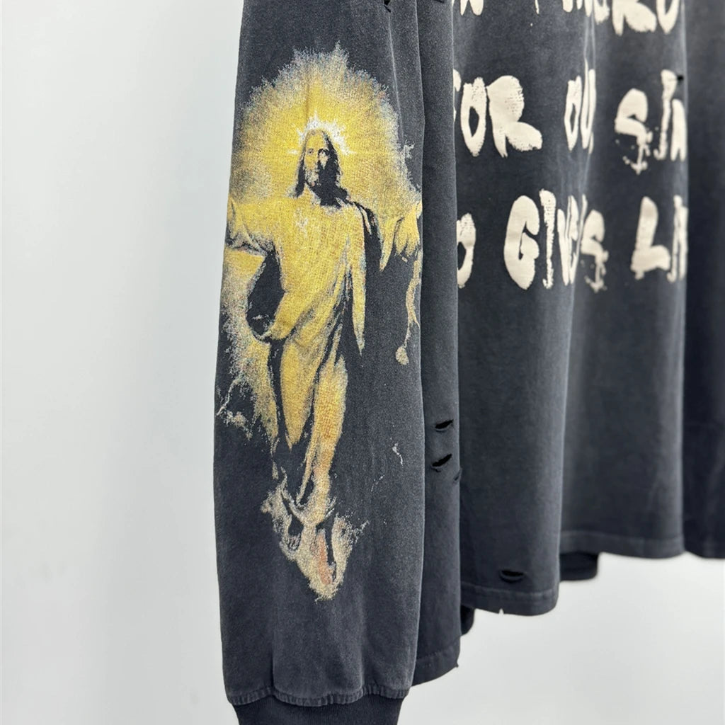 SAINT OF MICHAEL American Style Quality Streetwear Vintage Clothing Tops Loose Oversized Printed Tee 100%Cotton T Shirt Men