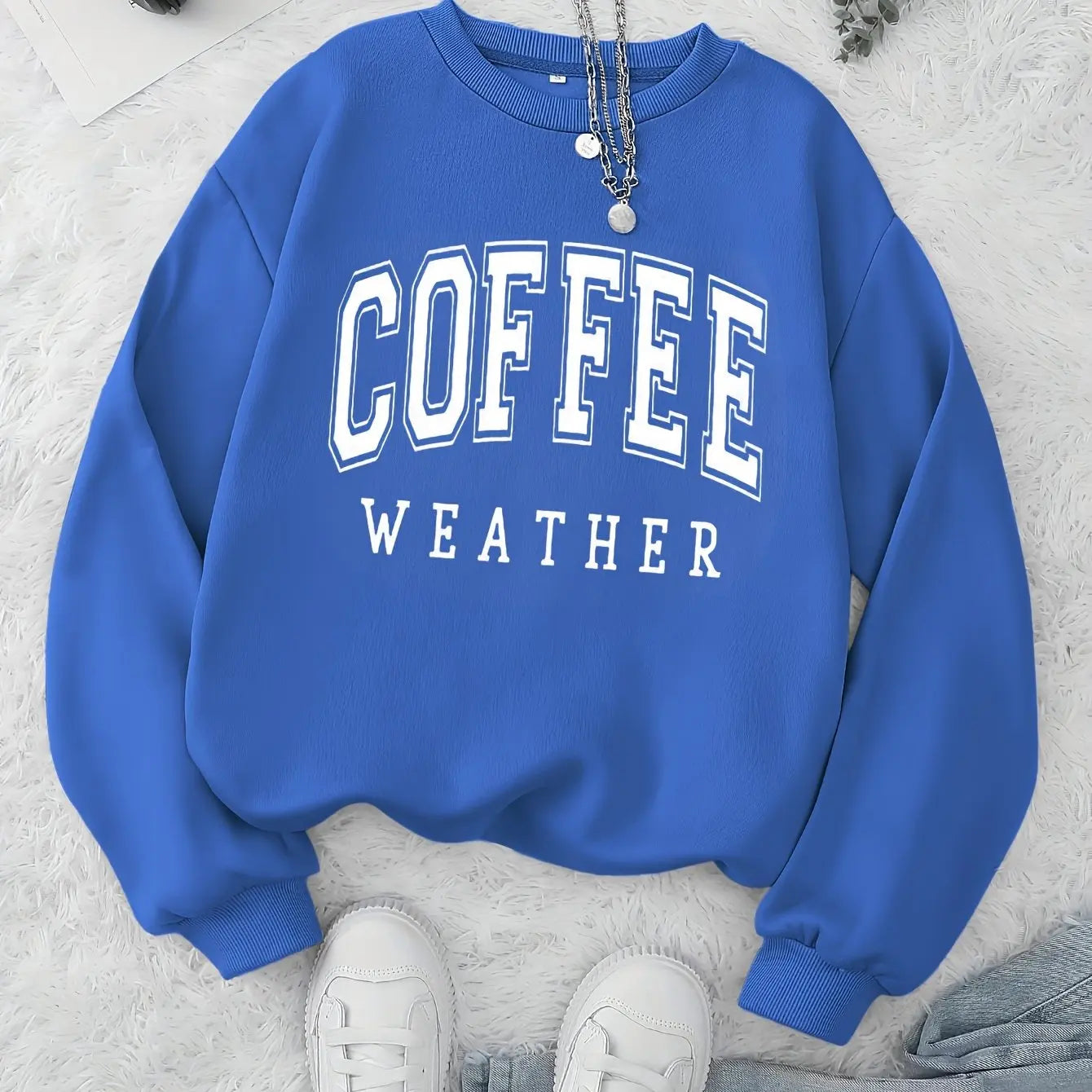 Women's autumn and winter loose casual comfortable letter print plus velvet long sleeved round neck hoodie pullover