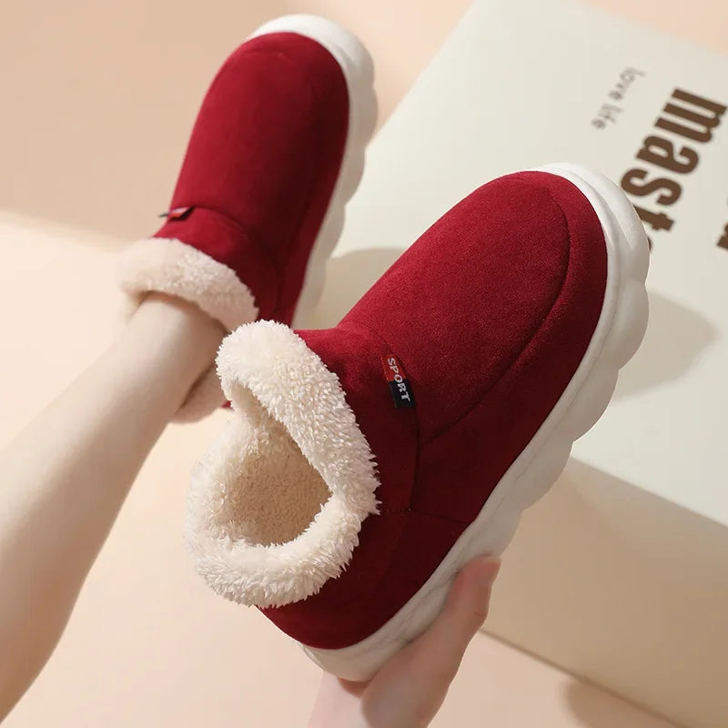 Winter Women Shoes Casual House Shoes For Men 2025 Outdoor Warm Cotton Shoes For Women Indoor Plush Padded Slippers Female