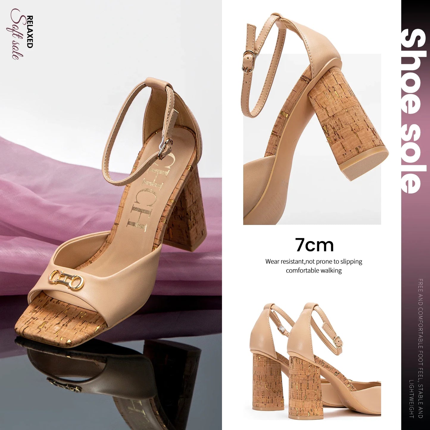 High Heels 2024 Fashion Women's Luxury Design Sandals Metallic Flower Square Toe Fine Heel Party Dress Shoes High Heels