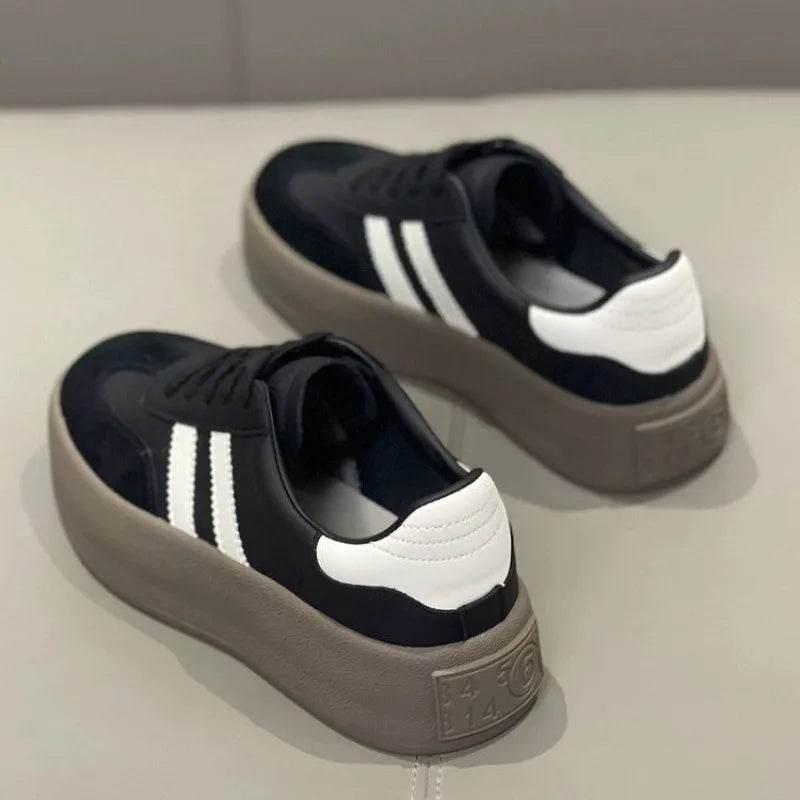 Spring and Autumn New Korean version Fashion Casual color Bock Thick sole Women's Versatile Comfortable Vulcanized Shoes 2025