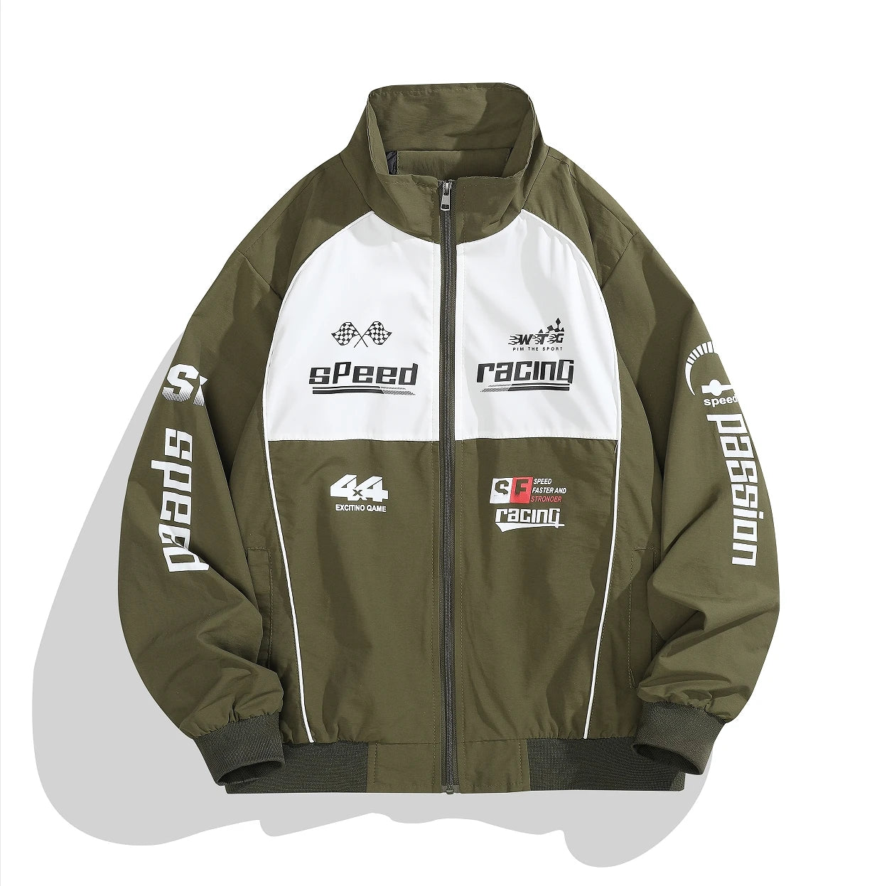 Men's Casual Sports Bomber Jacket - Racing Suit, Zipper Opening, Stand Collar, Long Sleeve with Letter Print - Perfect Matching Casual Wear
